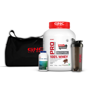 GNC Complete Gym Set | 100% Whey Protein with Black Gym Bag & Shaker - Faster Recovery & Lean Muscle Gains