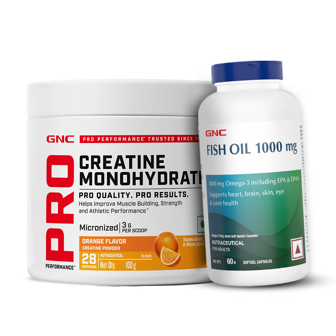 GNC Pro Performance Creatine Monohydrate with Fish Oil 1000mg - Supports Intense Workout | Improves Heart, Skin, Brain & Joint Health