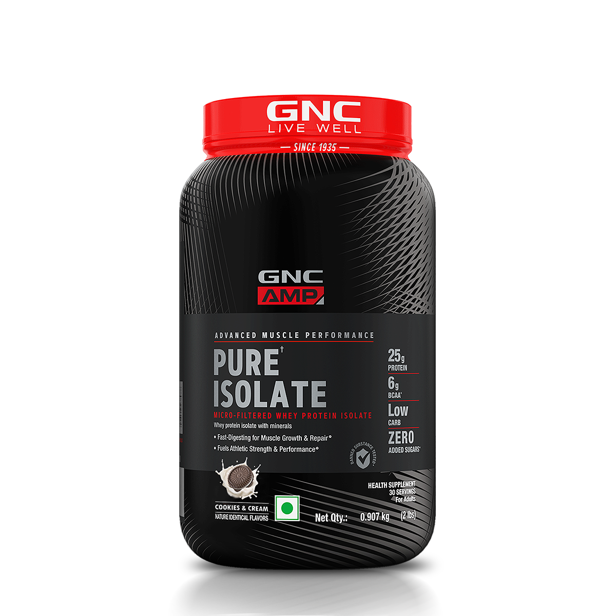 GNC AMP Pure Isolate (Low/Zero Carb) - Advanced Muscle Building To Amplify Muscle Performance | Informed Choice Certified