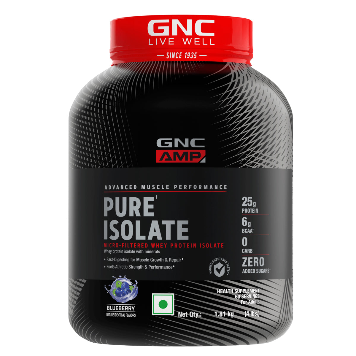 GNC AMP Pure Isolate (Low/Zero Carb) With Gym Bag - Advanced Muscle Building To Amplify Muscle Performance | Informed Choice Certified