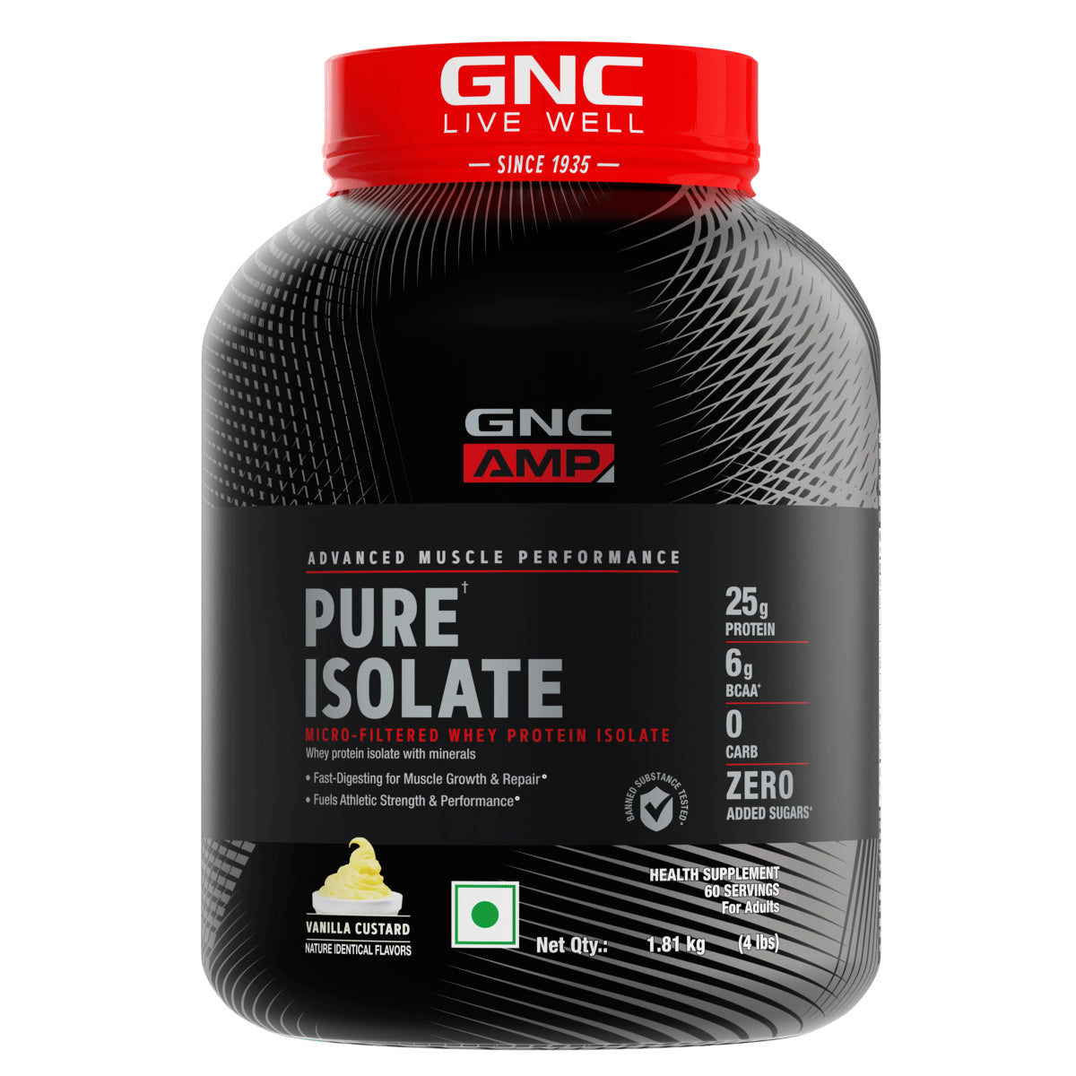 GNC AMP Pure Isolate (Low/Zero Carb) With Gym Bag - Advanced Muscle Building To Amplify Muscle Performance | Informed Choice Certified