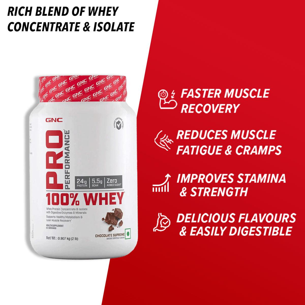 GNC Pro Performance 100% Whey Protein - Faster Recovery & Lean Muscle Gains - 