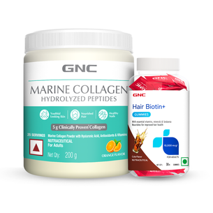 GNC Marine Collagen Hydrolyzed Peptides with Biotin+ Gummies - Reduces Fine Lines & Wrinkles | Maintains Hair Health