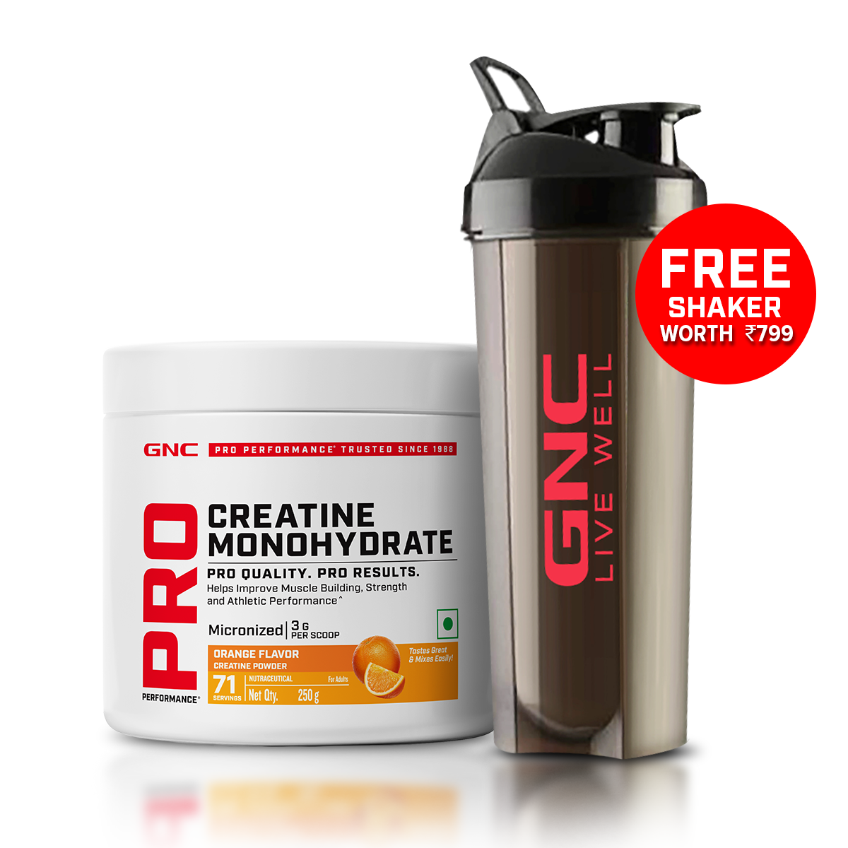 GNC Pro Performance Creatine Monohydrate with Fish Oil 1000mg - Supports Intense Workout | Improves Heart, Skin, Brain & Joint Health