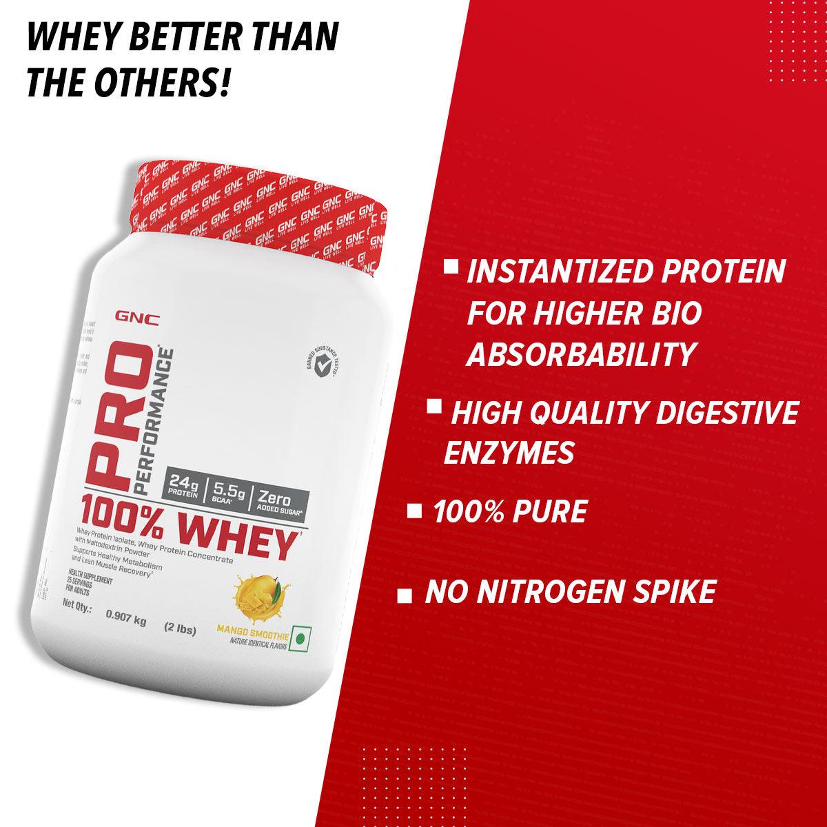 GNC Pro Performance 100% Whey Protein - Faster Recovery & Lean Muscle Gains - 