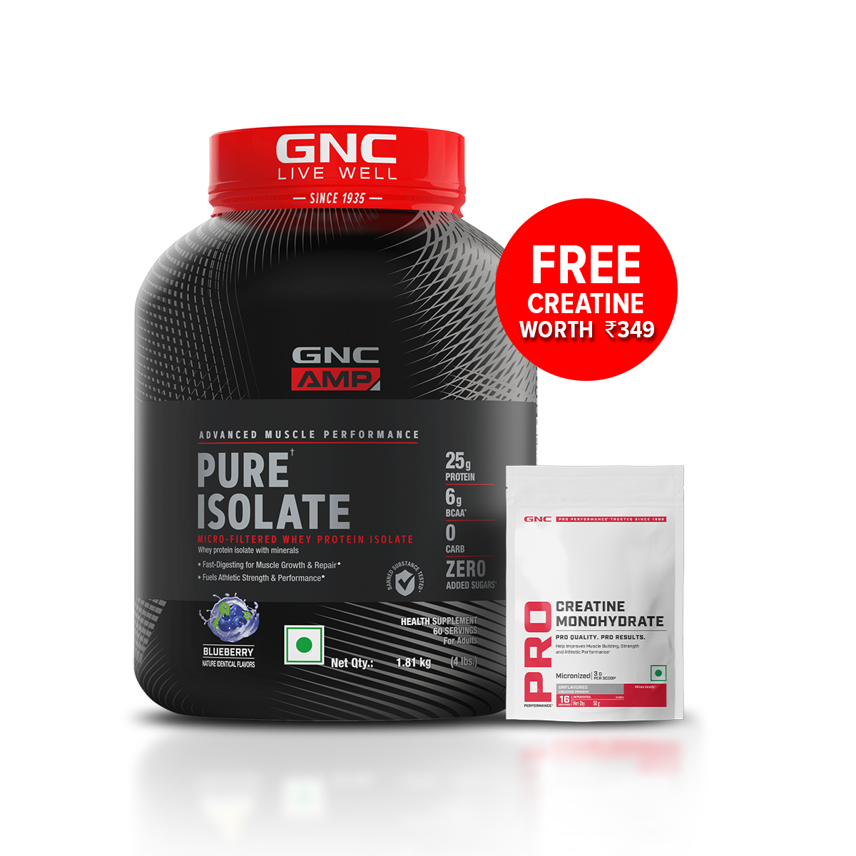 GNC AMP Pure Isolate (Low/Zero Carb) - Advanced Muscle Building To Amplify Muscle Performance | Informed Choice Certified