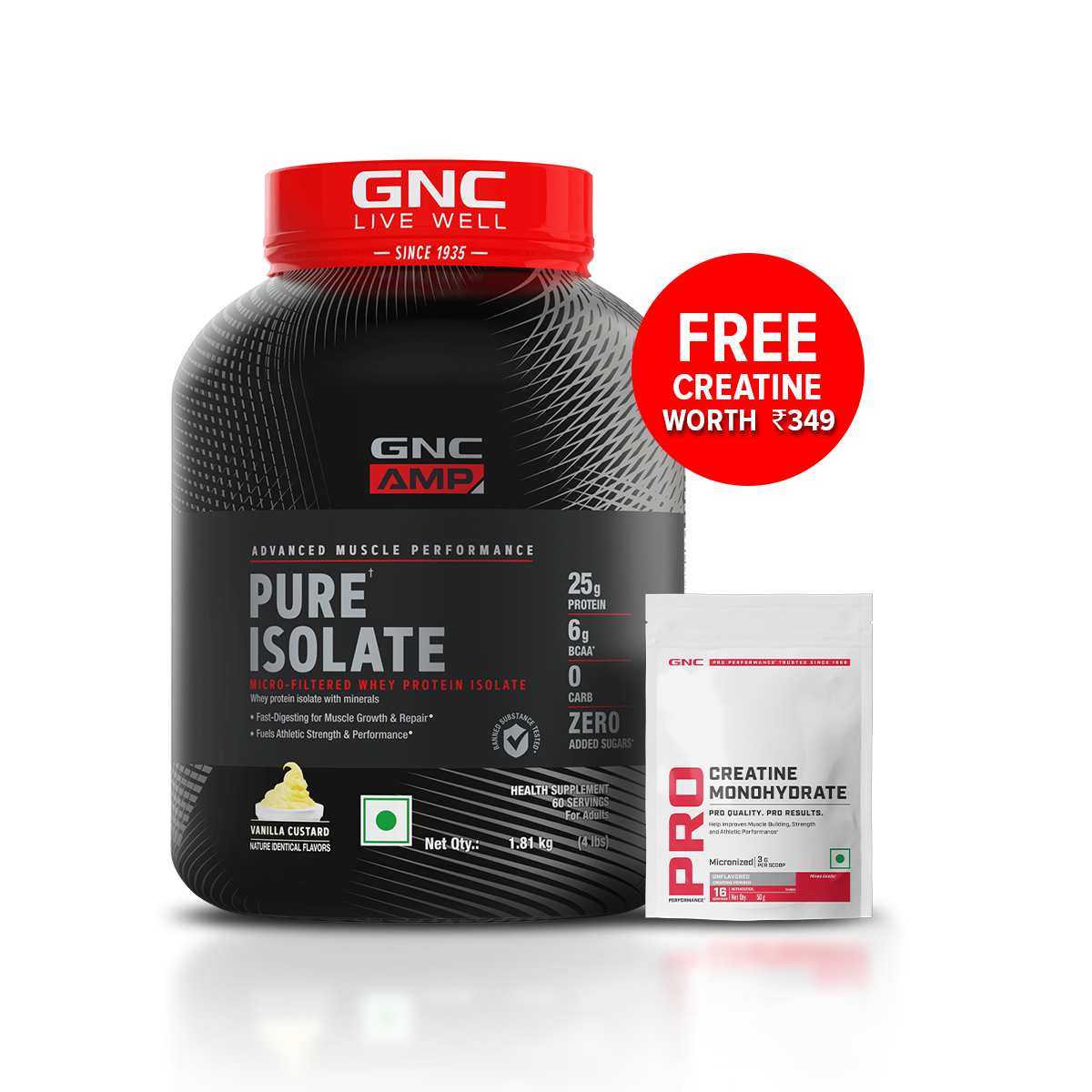 GNC AMP Pure Isolate (Low/Zero Carb) - Advanced Muscle Building To Amplify Muscle Performance | Informed Choice Certified