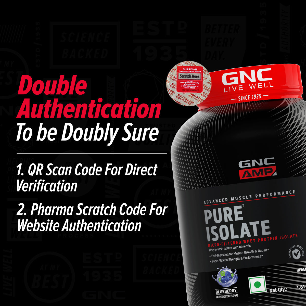 GNC AMP Pure Isolate (Low/Zero Carb) - Advanced Muscle Building To Amplify Muscle Performance | Informed Choice Certified