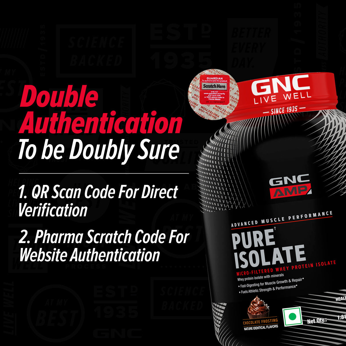 GNC AMP Pure Isolate (Low/Zero Carb) With Gym Bag - Advanced Muscle Building To Amplify Muscle Performance | Informed Choice Certified