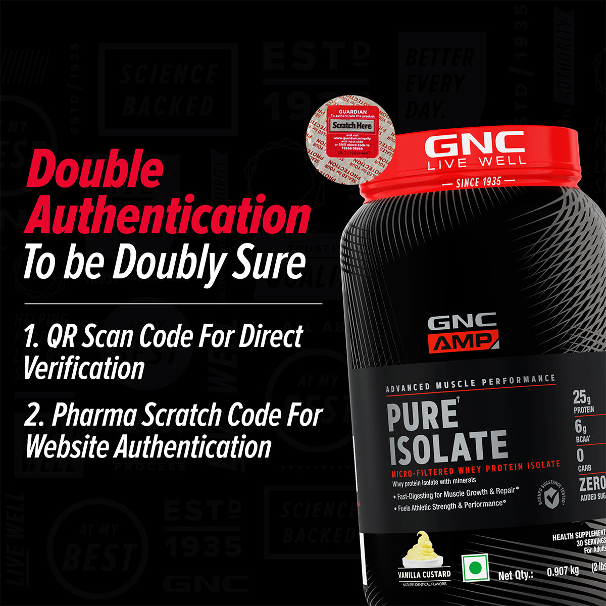 GNC AMP Pure Isolate (Low/Zero Carb) - Advanced Muscle Building To Amplify Muscle Performance | Informed Choice Certified