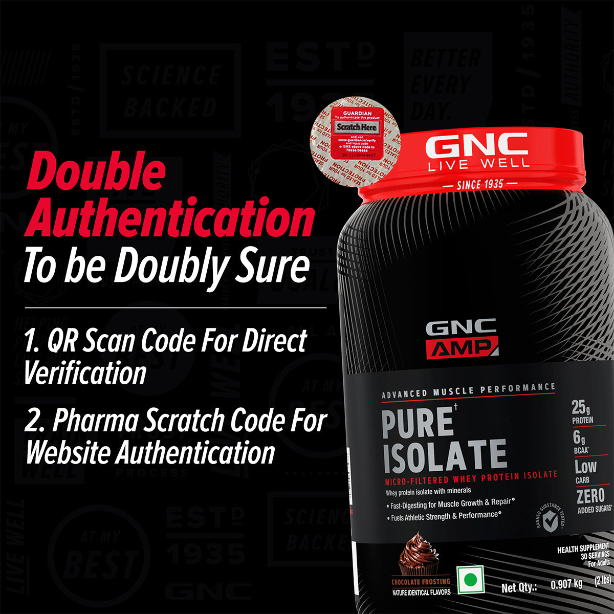 GNC AMP Pure Isolate (Low/Zero Carb) - Advanced Muscle Building To Amplify Muscle Performance | Informed Choice Certified