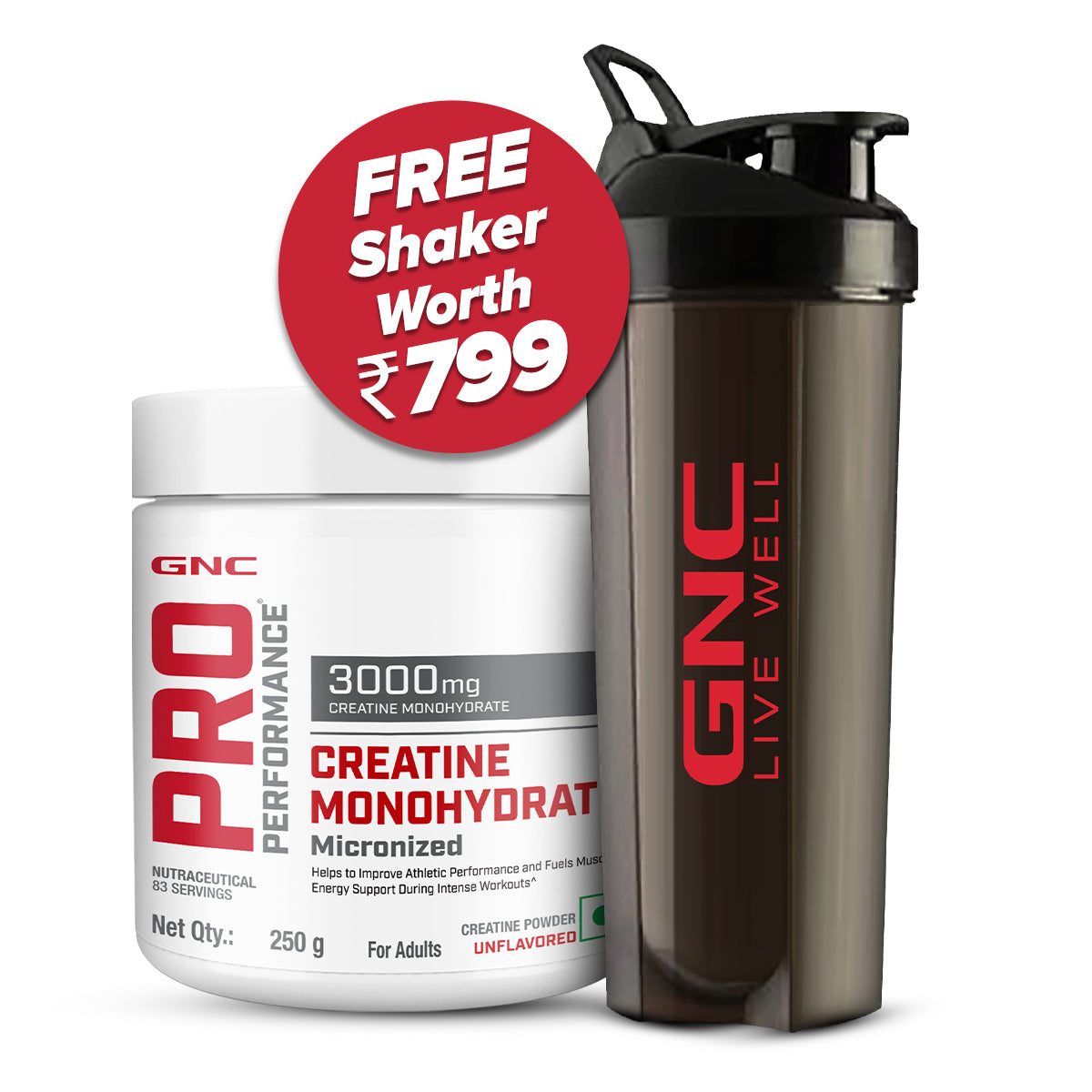 GNC Pro Performance Creatine Monohydrate Combo - Powerful Muscle Pump for Intense Workout