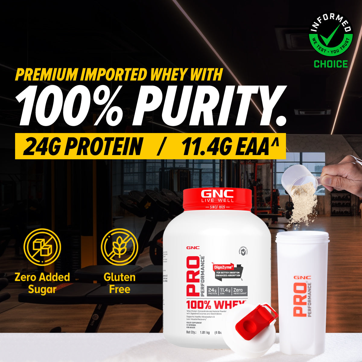 GNC Pro Performance 100% Whey Protein With Triple Strength Fish Oil - 