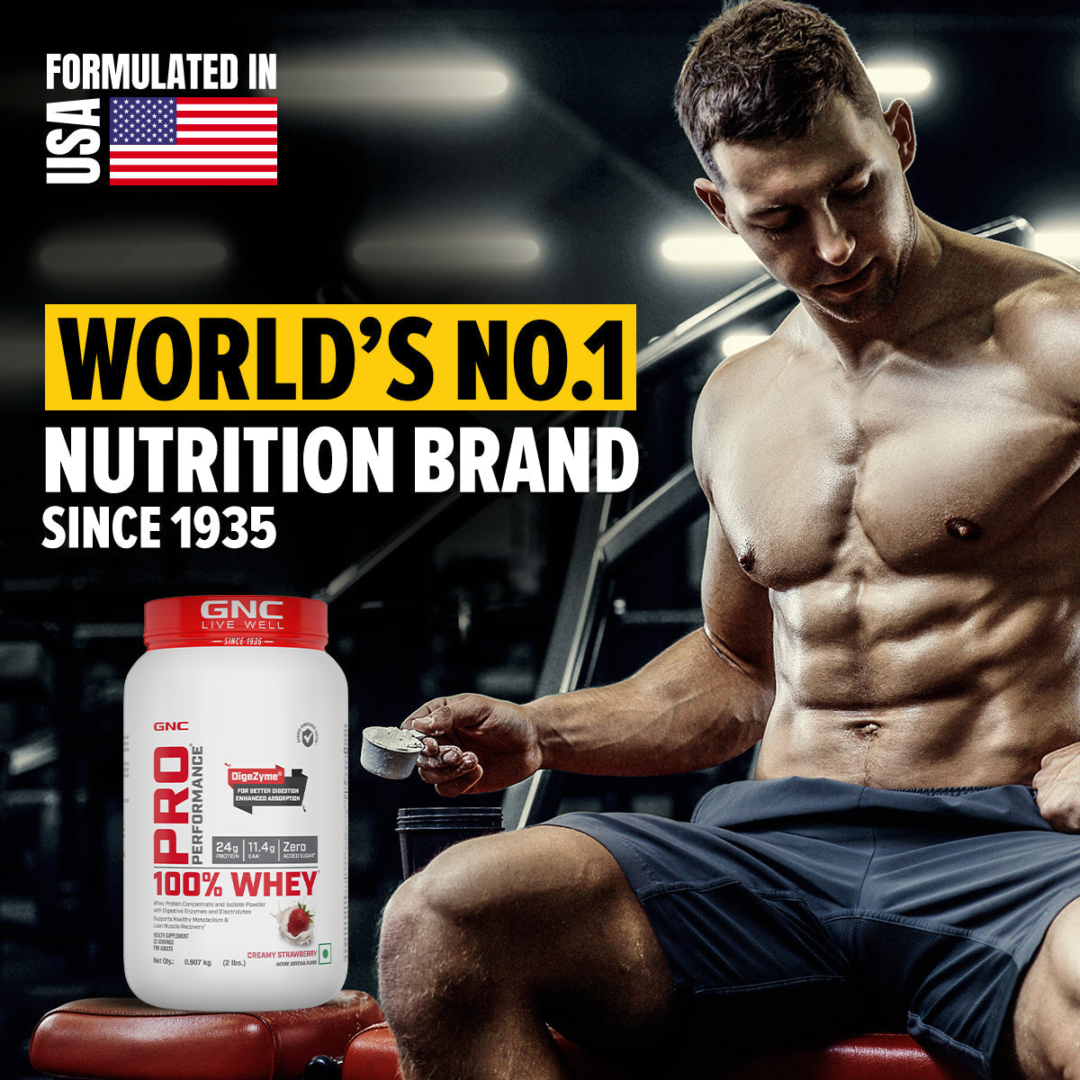 GNC Pro Performance 100% Whey Protein - Faster Recovery & Lean Muscle Gains | Informed Choice Certified