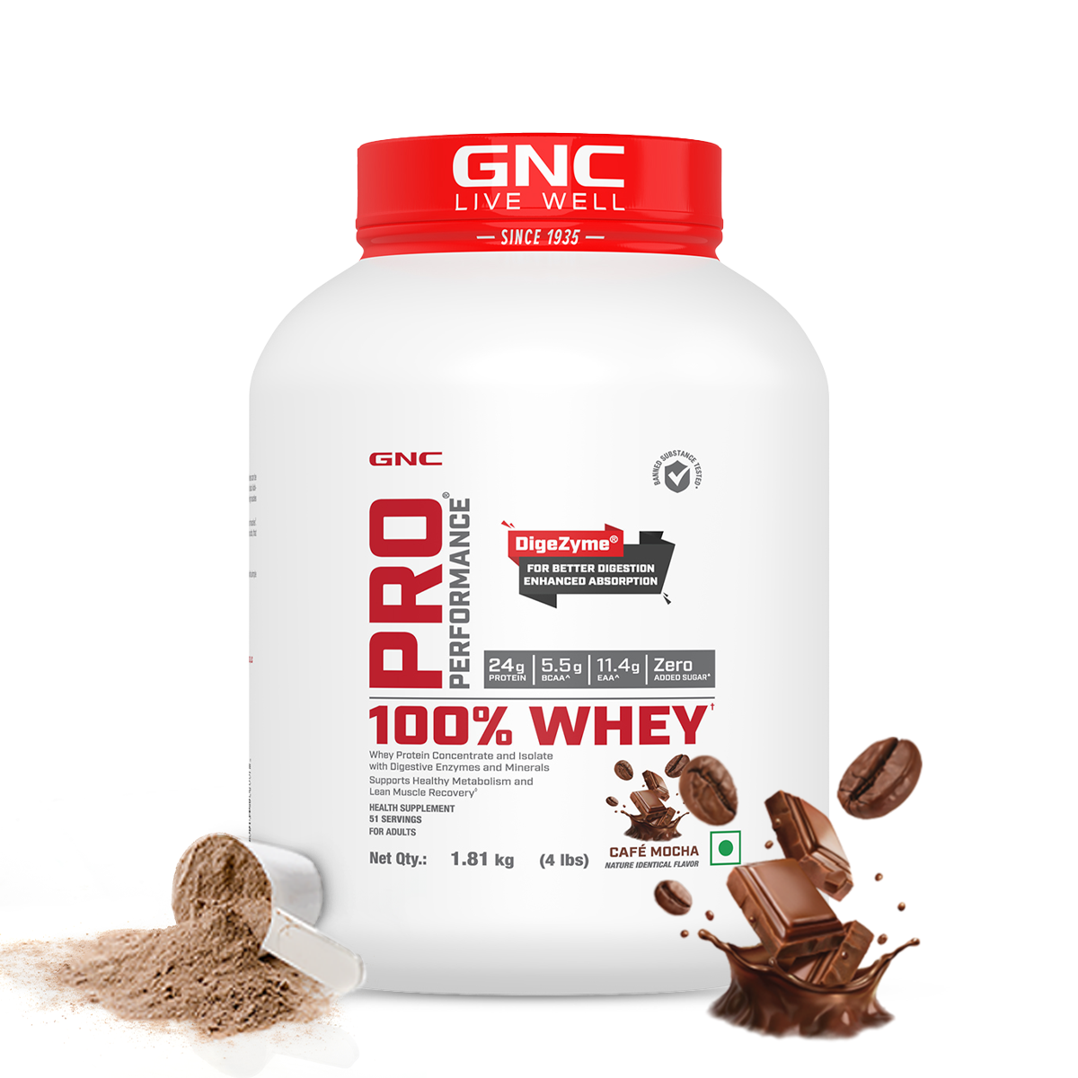 GNC Pro Performance 100% Whey Protein - Faster Recovery & Lean Muscle Gains | Informed Choice Certified