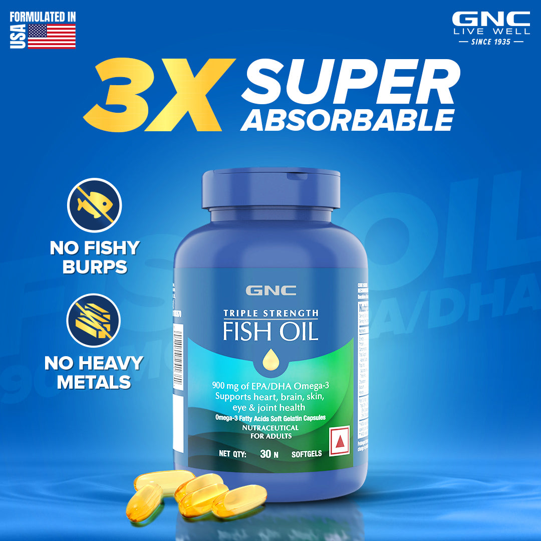 Triple Strength Fish Oil - Omega 3 Capsules | For Healthy Cholesterol Levels, Improved Focus, Healthy Vision & Joint Comfort