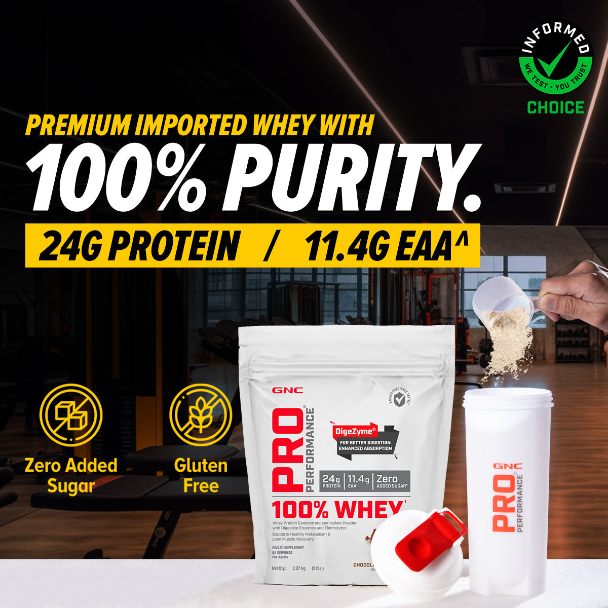 100% Whey Protein - 1 lbs - Faster Recovery & Lean Muscle Gains | Informed Choice Certified