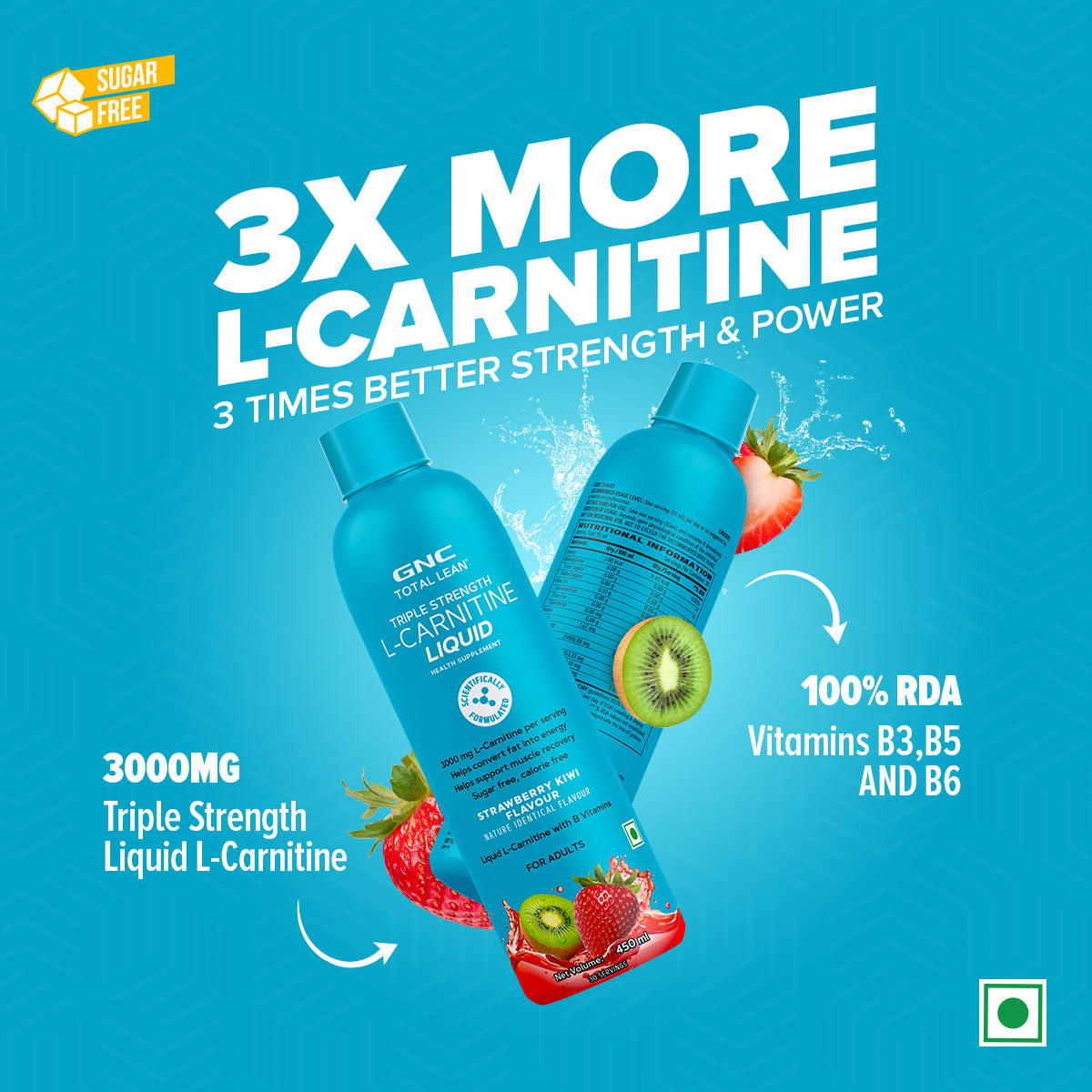 Triple Strength L-Carnitine Liquid - 3000mg | Burns Fat For Energy & Muscle Gains