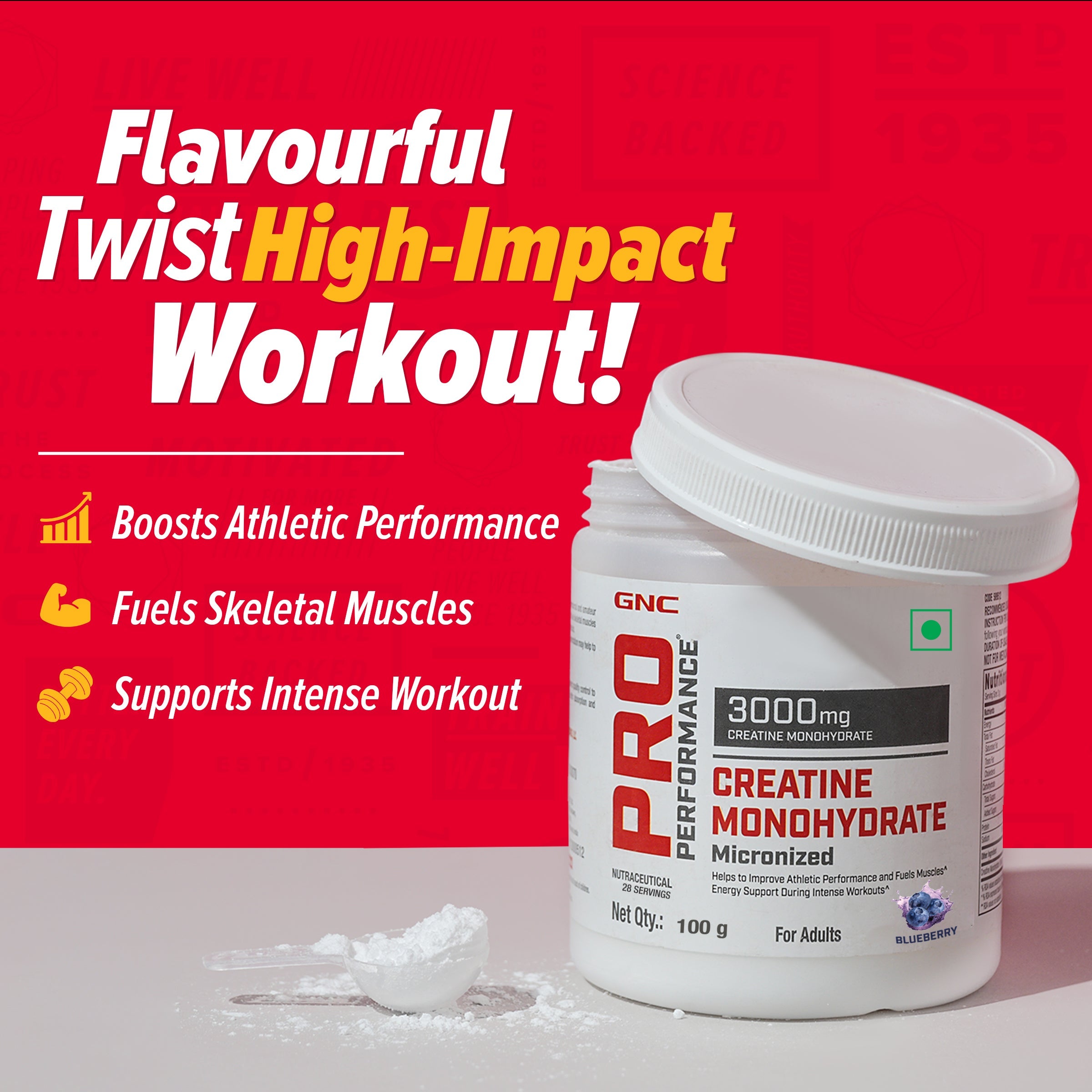 GNC Pro Performance Creatine Monohydrate - Powerful Muscle Pump for Intense Workout