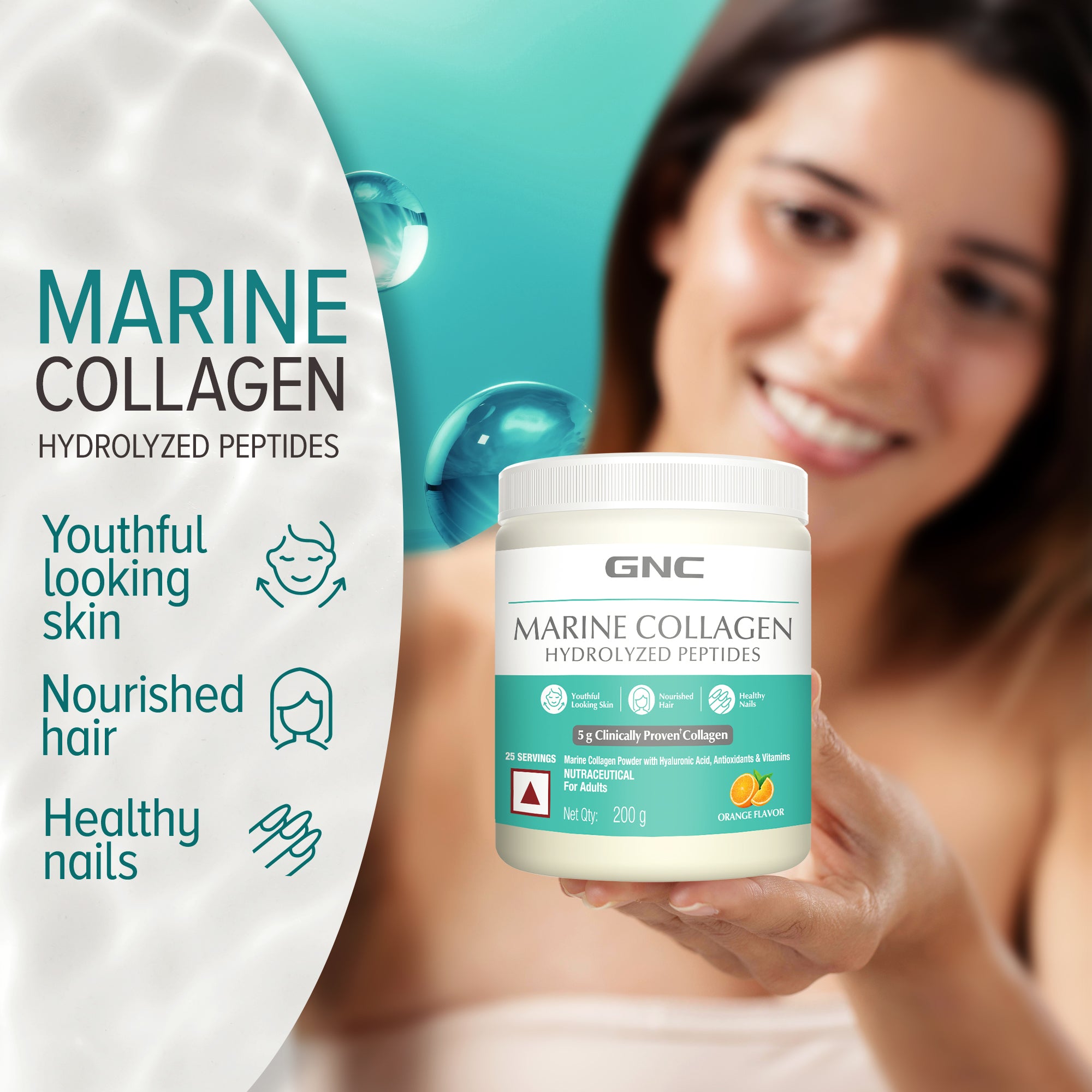 GNC Marine Collagen Hydrolyzed Peptides - Type 1 & 3 Collagen Used To Reduces Fine Lines & Wrinkles For Youthful Skin