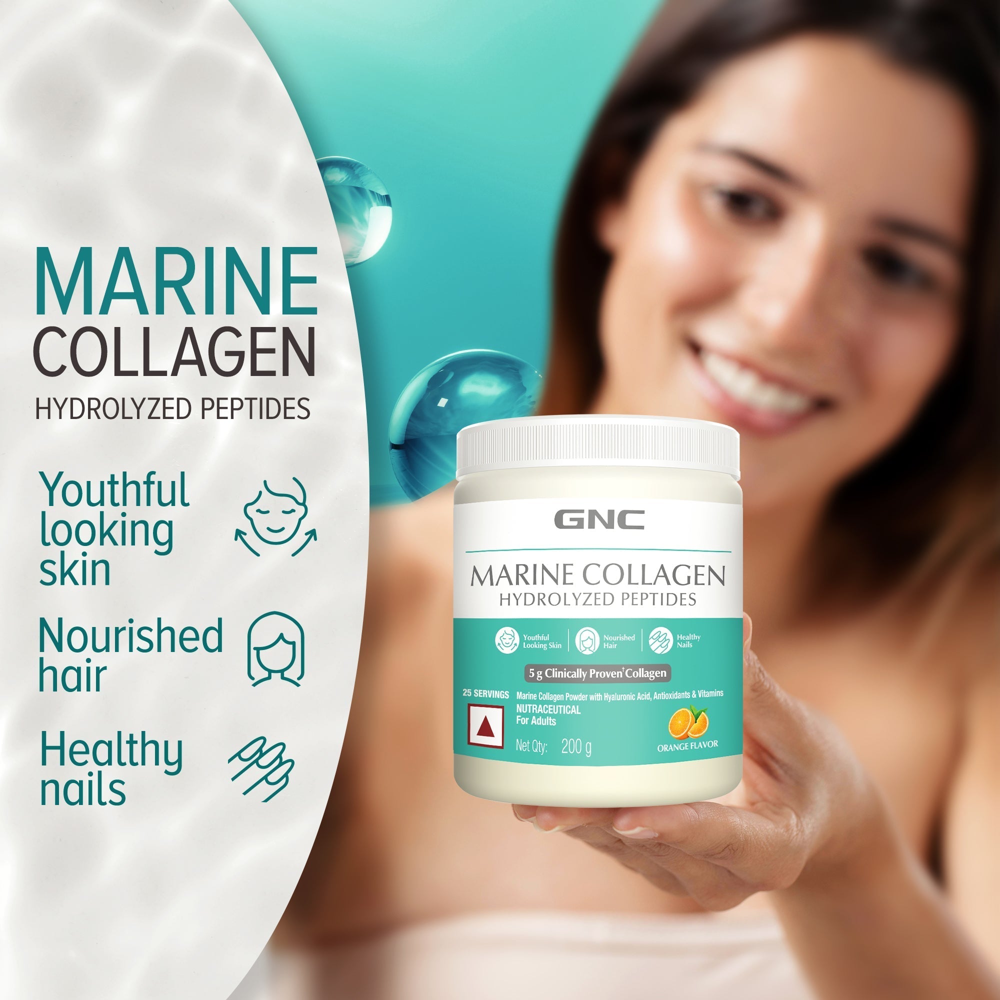 GNC Marine Collagen Hydrolyzed Peptides - Type 1 & 3 Collagen Used To Reduce Fine Lines & Wrinkles For Youthful Skin