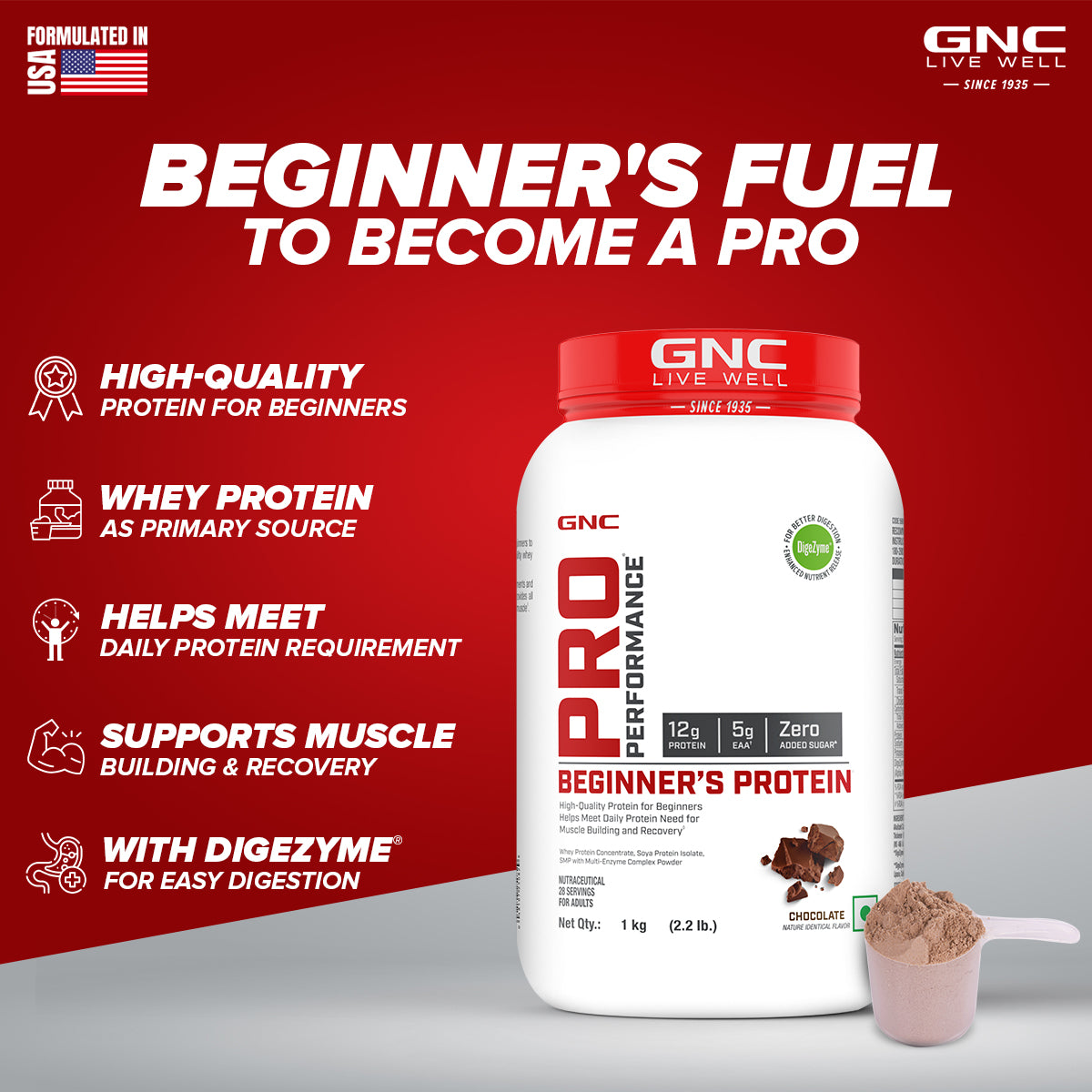 GNC Pro Performance Beginner's Protein - Meets Daily Protein Requirement | Supports Muscle Building