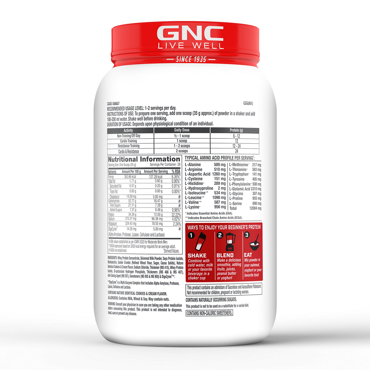 GNC Pro Performance Beginner's Protein - Meets Daily Protein Requirement | Supports Muscle Building