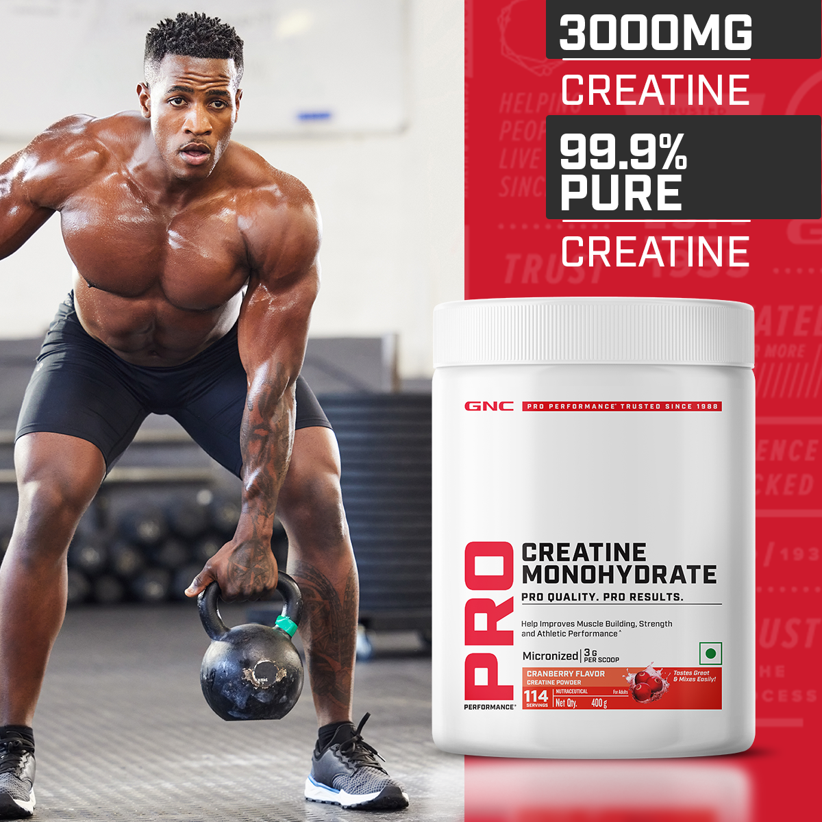 GNC Pro Performance Creatine Monohydrate Combo - Powerful Muscle Pump for Intense Workout