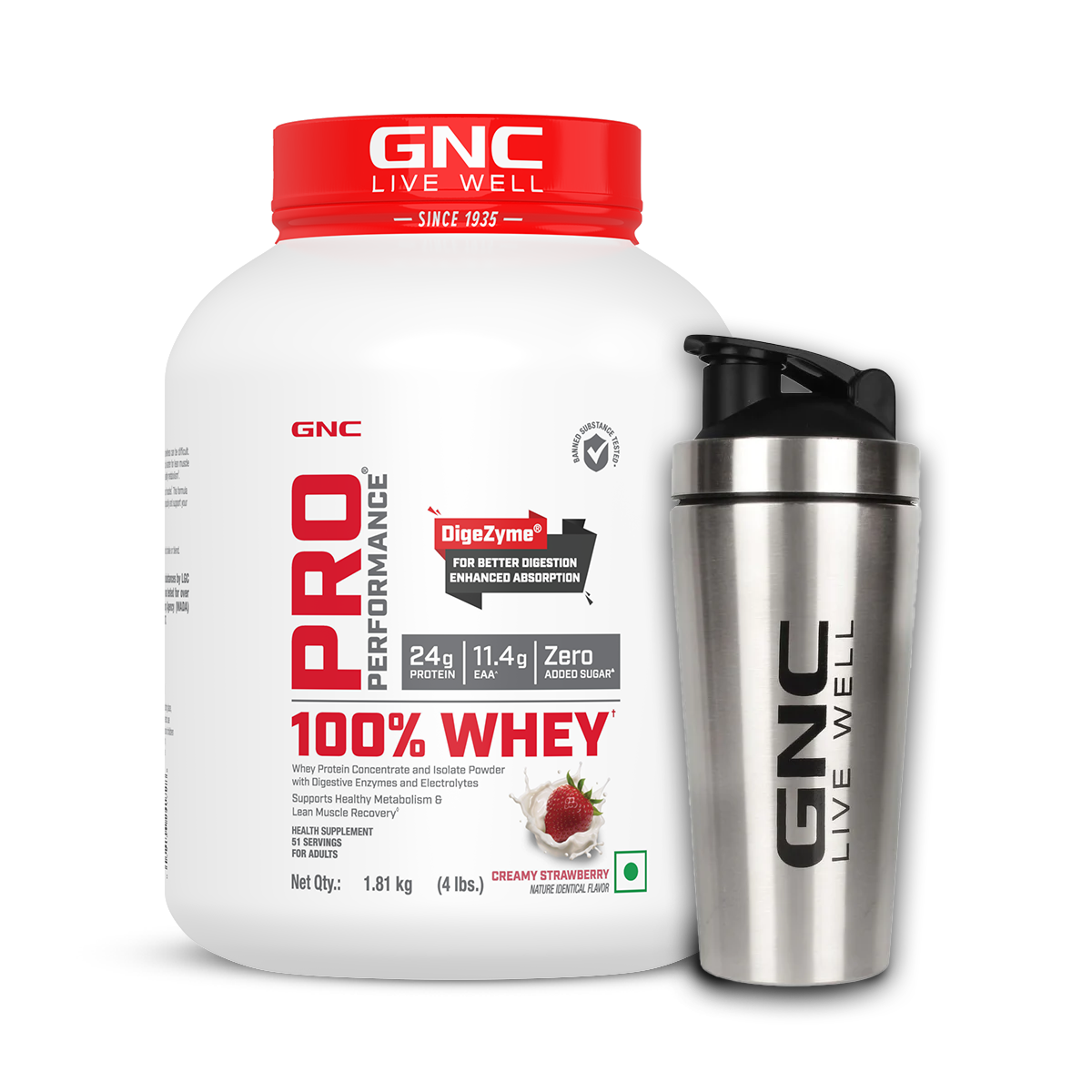 GNC Pro Performance 100% Whey Protein 4 Lbs With Shaker - Vanilla Cream ...