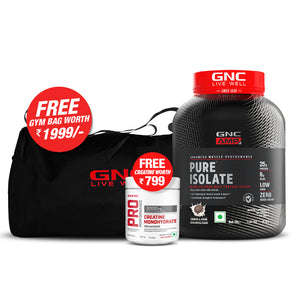 GNC AMP Pure Isolate (Low/Zero Carb) With Gym Bag - Advanced Muscle Building To Amplify Muscle Performance | Informed Choice Certified
