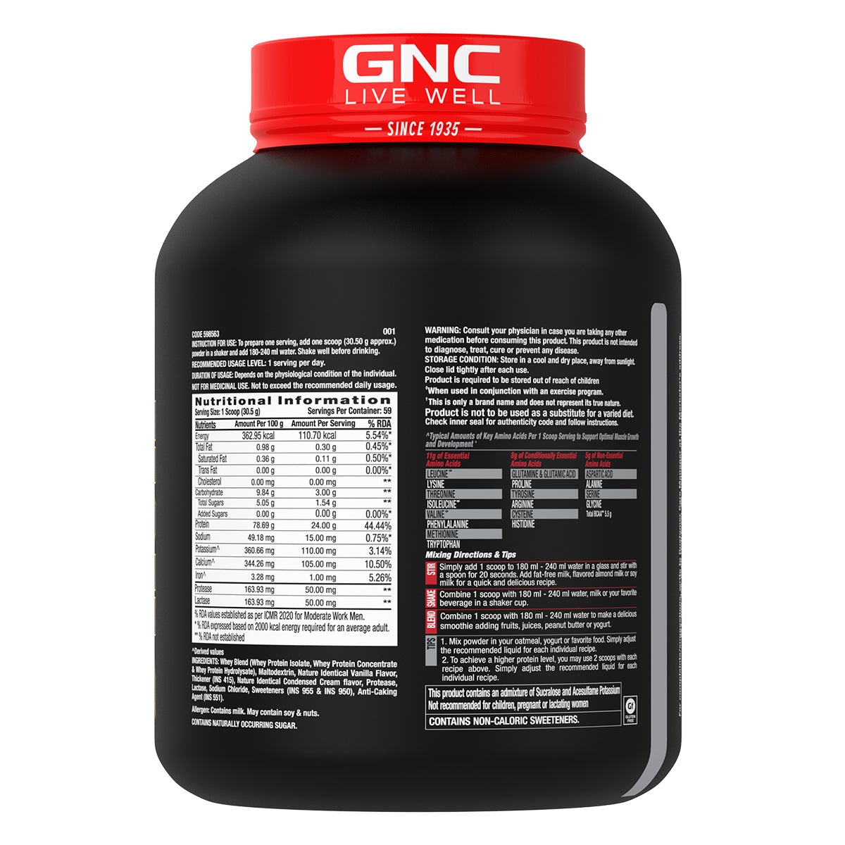 GNC AMP Gold Series 100% Whey Protein Advanced - Boosts Muscle Gains, Recovery & Workout Performance | Informed Choice Certified