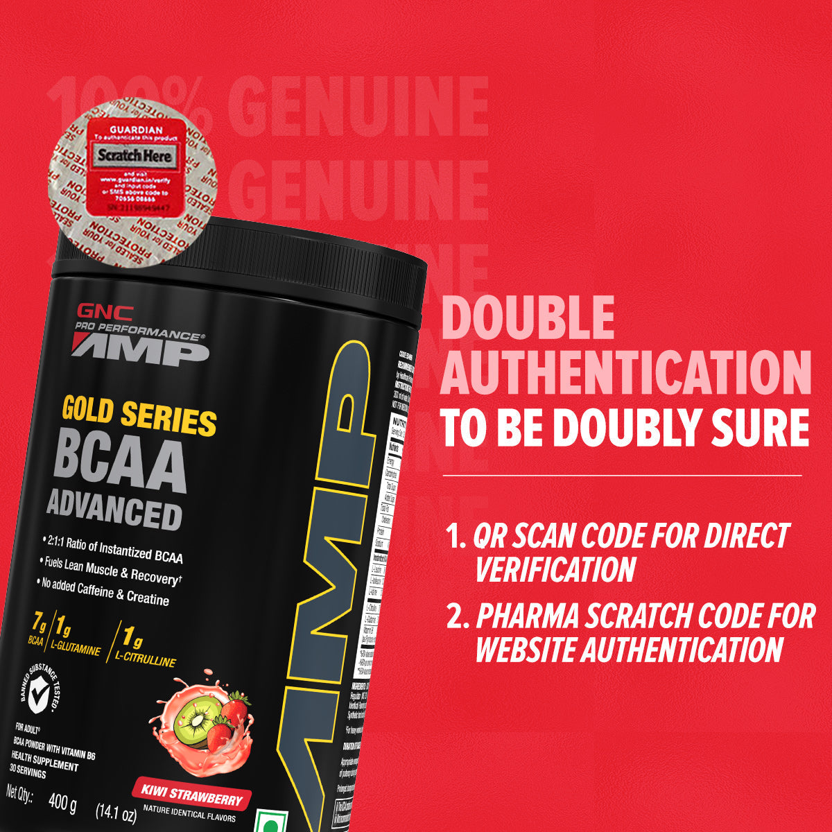 GNC AMP Gold Series BCAA Advanced - Clearance Sale - Fuels Lean Muscle Strength & Recovery | Informed Choice Certified | 400g | 30 Servings