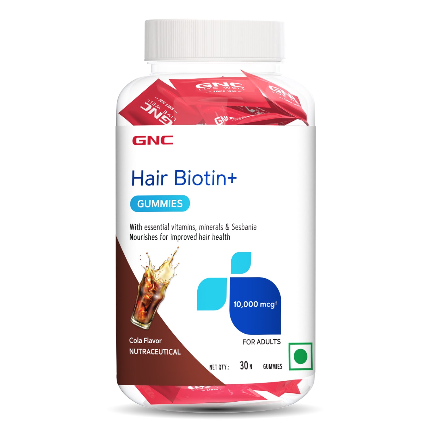 Hair Biotin+ Gummies - With 100% RDA Biotin, 10,000 mcg Sesbania & Other Vitamins & Minerals