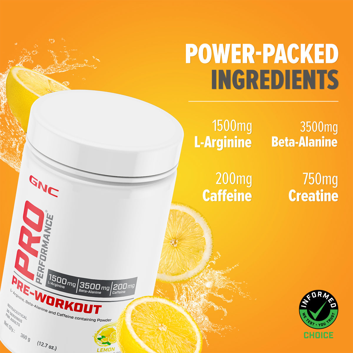 GNC Pro Performance Pre-Workout - Improves Energy, Endurance & Focus for Intense Workouts | Informed Choice Certified