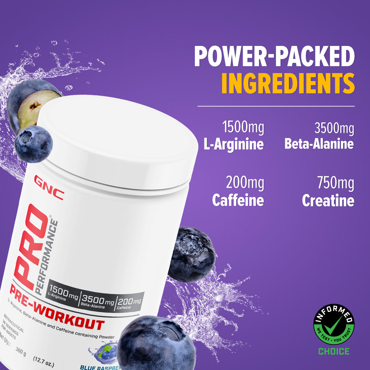 GNC Pro Performance Pre-Workout - Improves Energy, Endurance & Focus for Intense Workouts | Informed Choice Certified