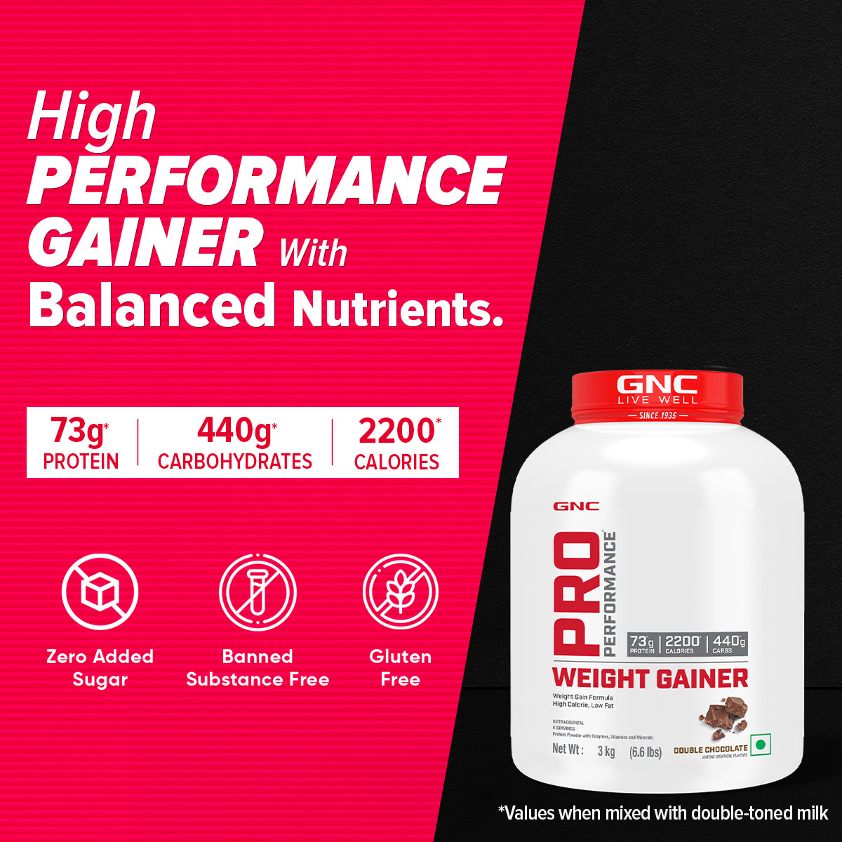 GNC Pro Performance Weight Gainer - High-Calorie, Low-Fat Formula For Healthy Body Gains