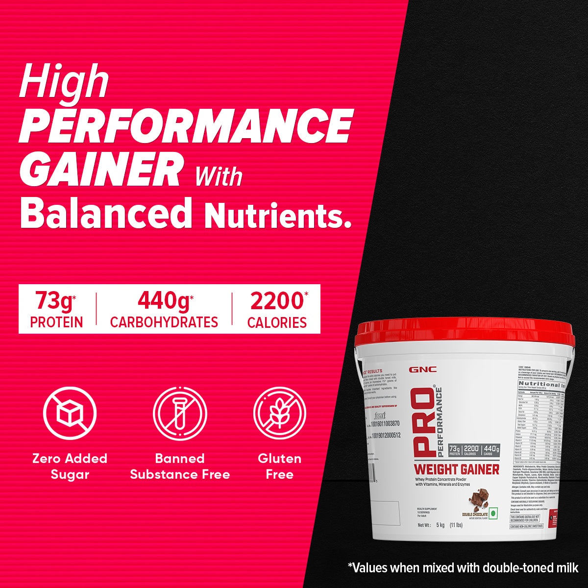 GNC Pro Performance Weight Gainer - High-Calorie, Low-Fat Formula For Healthy Body Gains