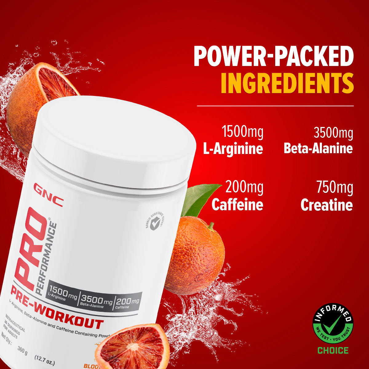 GNC Pro Performance Pre-Workout - Improves Energy, Endurance & Focus for Intense Workouts | Informed Choice Certified