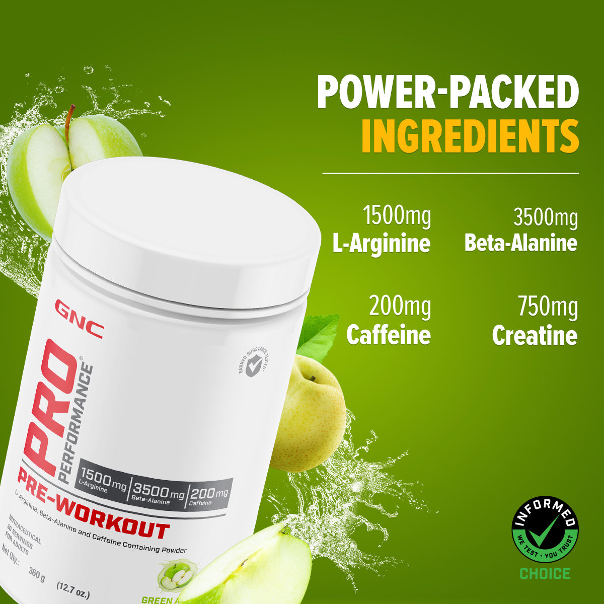 GNC Pro Performance Pre-Workout - Improves Energy, Endurance & Focus for Intense Workouts | Informed Choice Certified