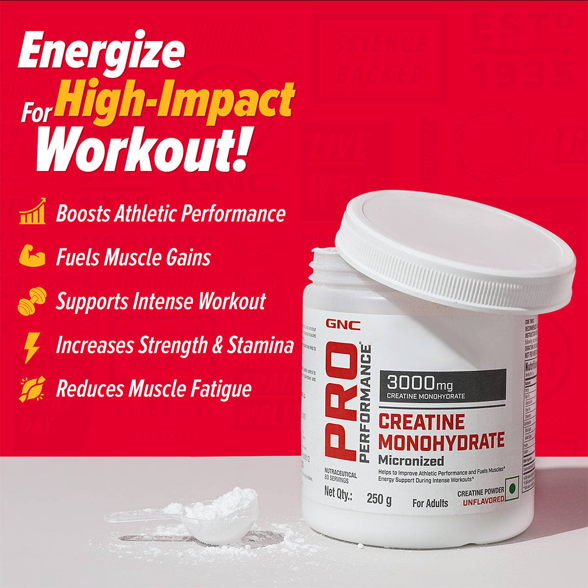 GNC Pro Performance Creatine Monohydrate + Free Shaker worth ₹ 799/- - Powerful Muscle Pump for Intense Workout