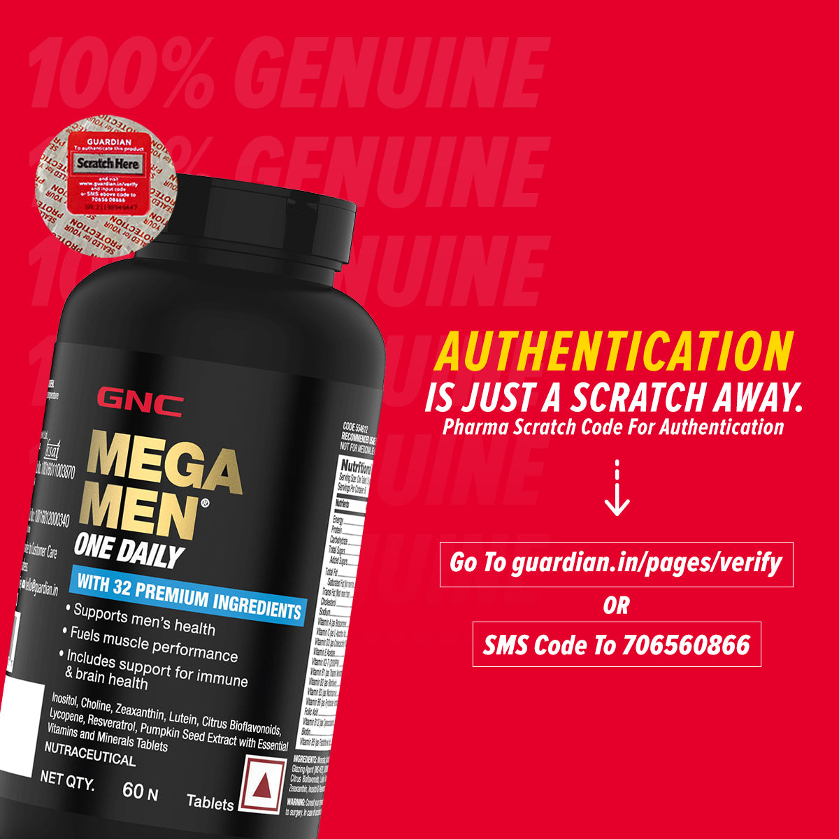 GNC Mega Men One Daily Multivitamin - Improves Energy, Immunity & Overall Health