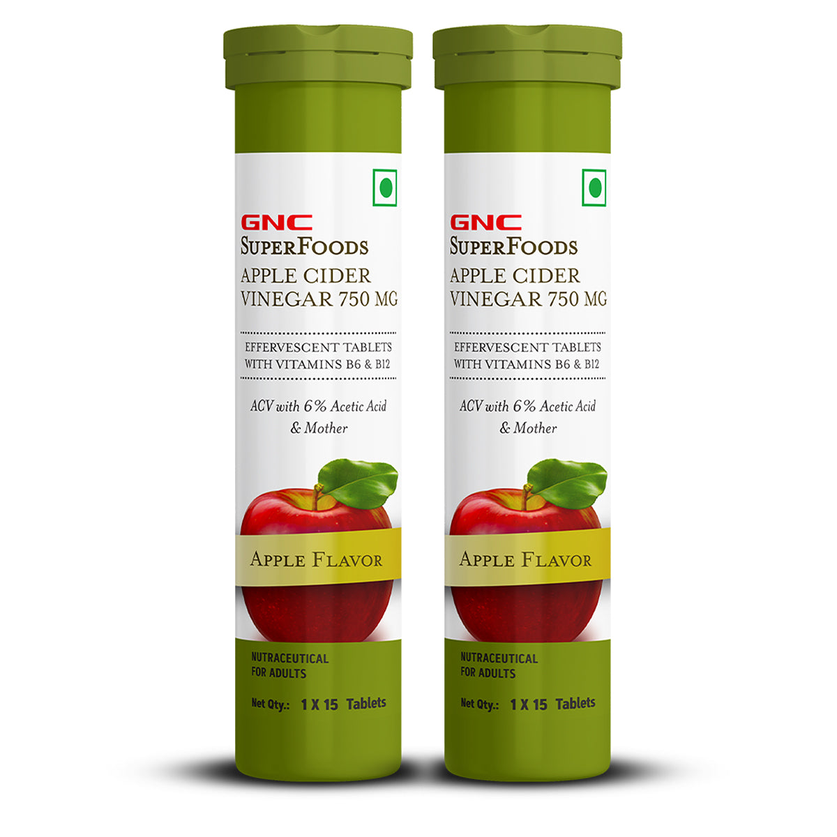 GNC Super Foods Apple Cider Vinegar 750mg - With 6% Acetic Acid & Mother