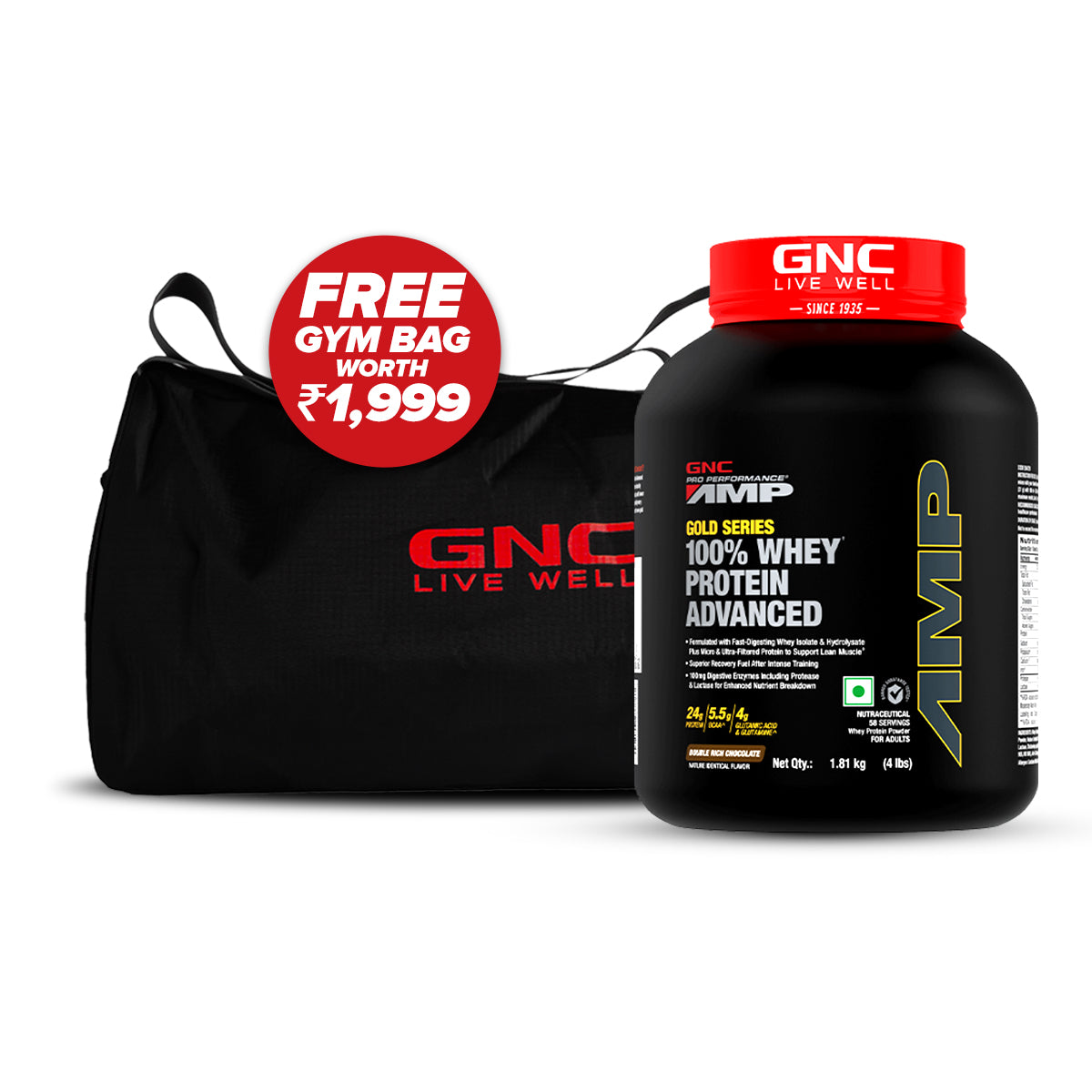 GNC AMP Gold Series 100% Whey Protein Advanced - Boosts Muscle Gains, Recovery & Workout Performance | Informed Choice Certified