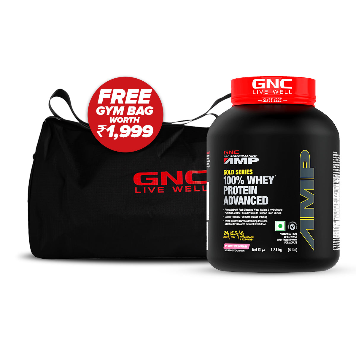 GNC AMP Gold Series 100% Whey Protein Advanced - Boosts Muscle Gains, Recovery & Workout Performance | Informed Choice Certified