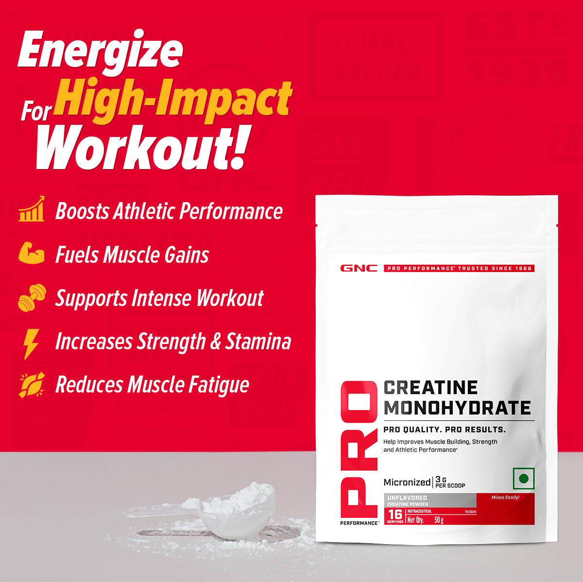 Free Creatine Monohydrate 50g - Powerful Muscle Pump for Intense Workout