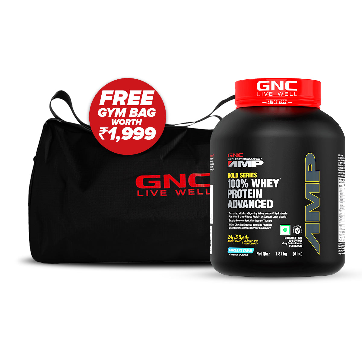 GNC AMP Gold Series 100% Whey Protein Advanced - Boosts Muscle Gains, Recovery & Workout Performance | Informed Choice Certified