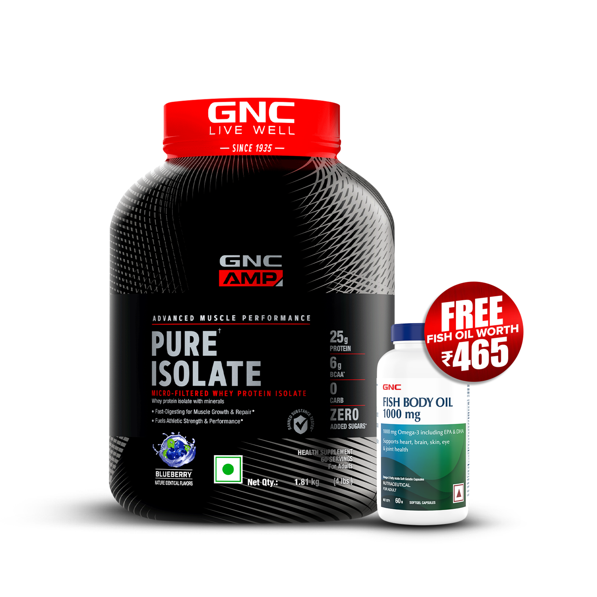 GNC AMP Pure Isolate (Low/Zero Carb) - Advanced Muscle Building To Amplify Muscle Performance | Informed Choice Certified