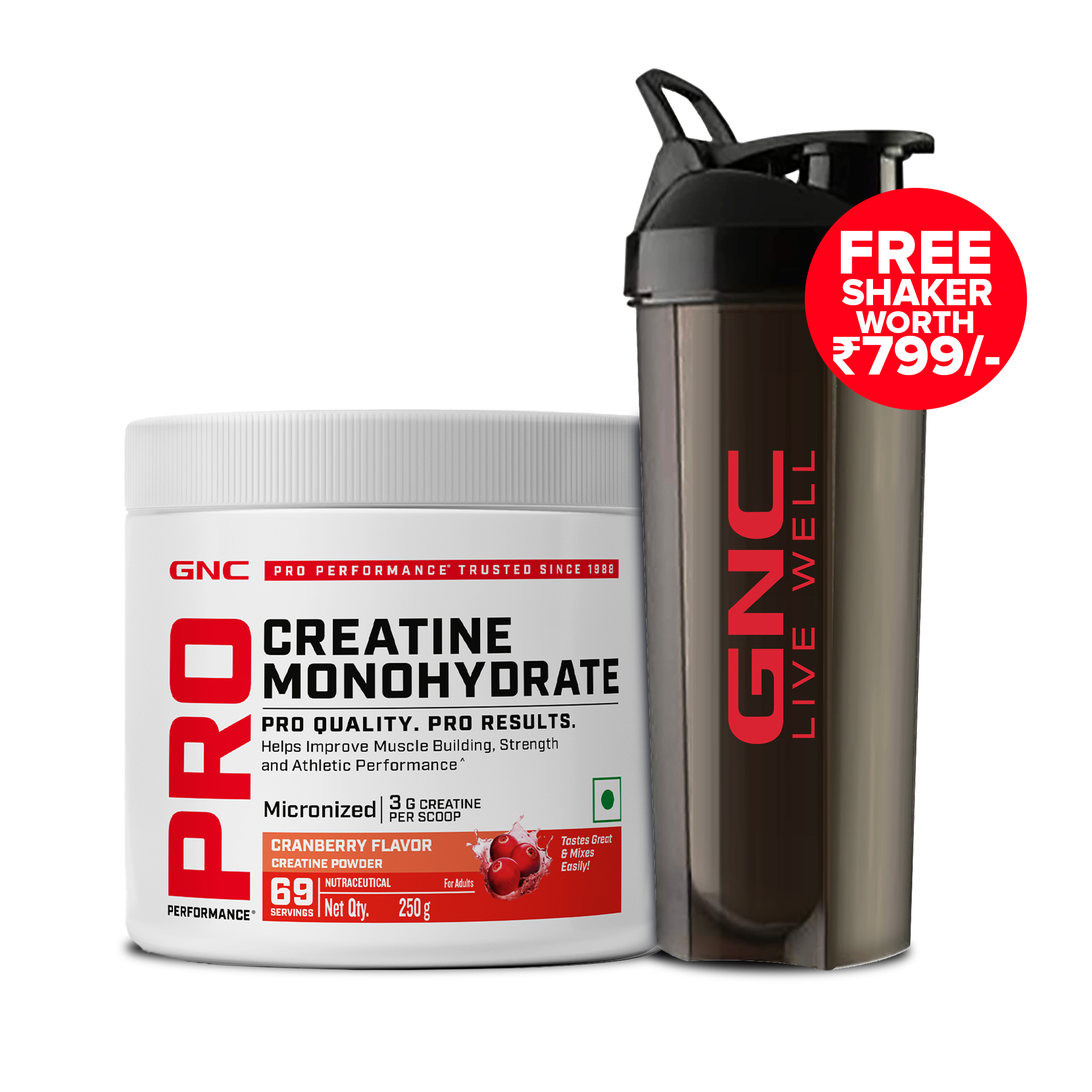 GNC Pro Performance Creatine Monohydrate - Powerful Muscle Pump for Intense Workout