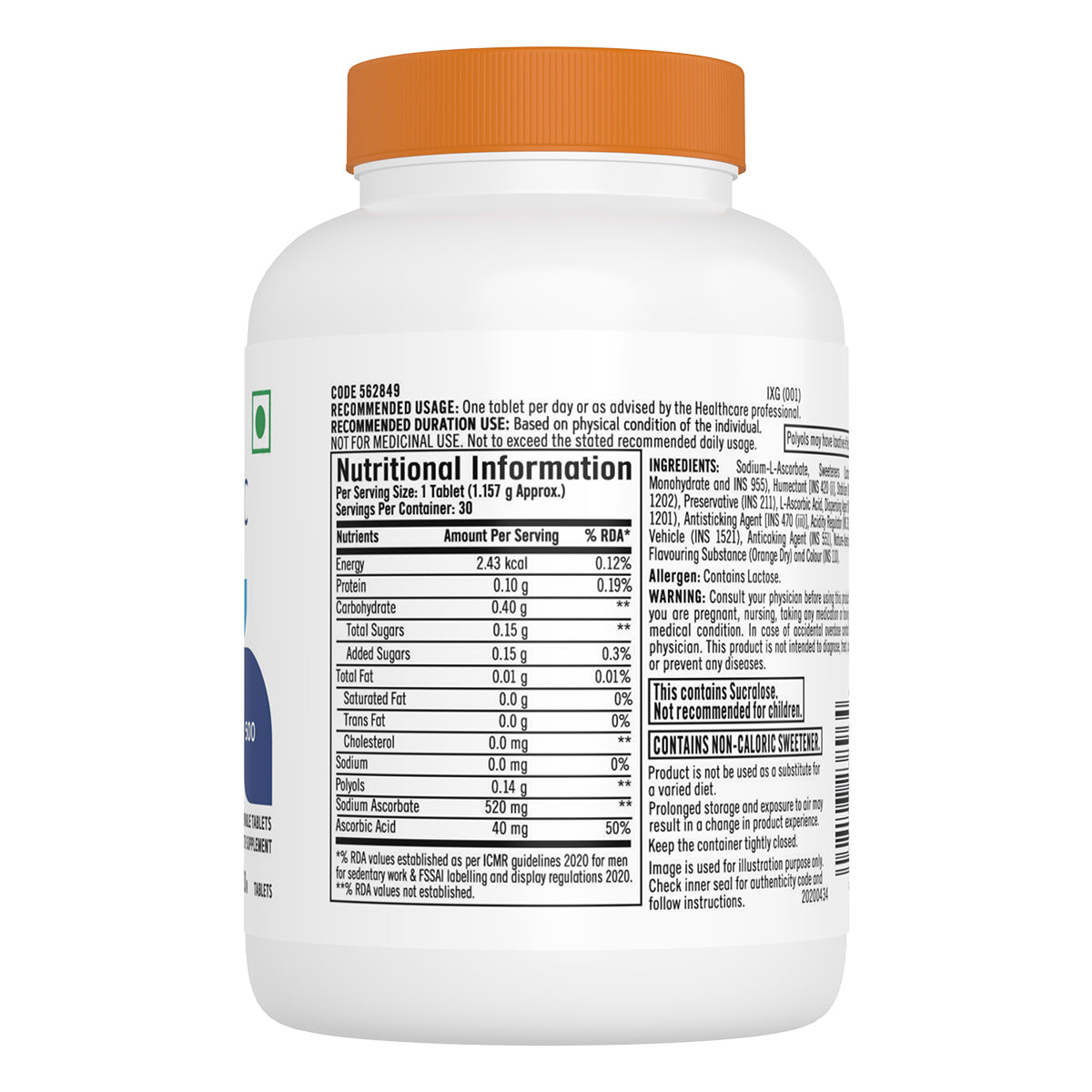 GNC Vitamin C Chewable -  500mg - Boosts Immunity & Protects Against Infections