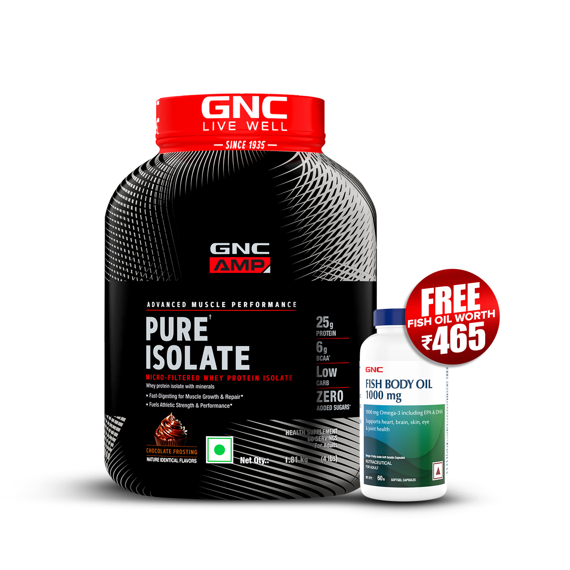 GNC AMP Pure Isolate (Low/Zero Carb) - Advanced Muscle Building To Amplify Muscle Performance | Informed Choice Certified